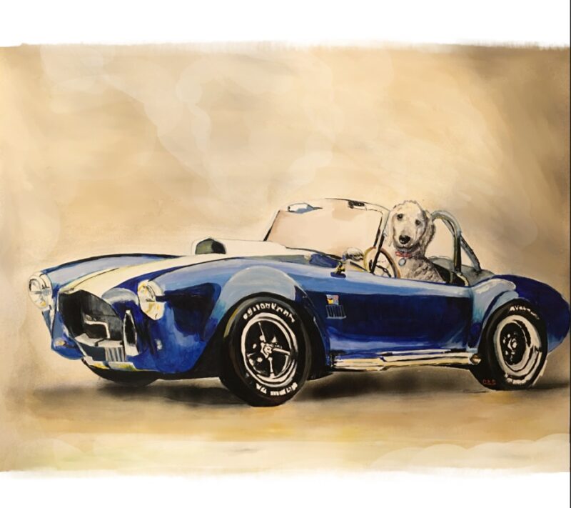 "Dog in Blue Cobra" Animal Painting by Cherise Stutzman