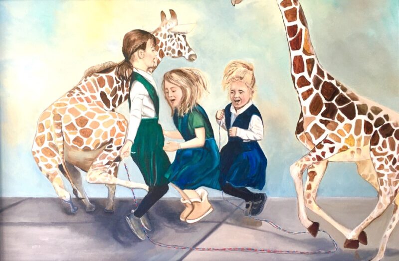 "Jump Rope Giraffes" Painting by Cherise Stutzman