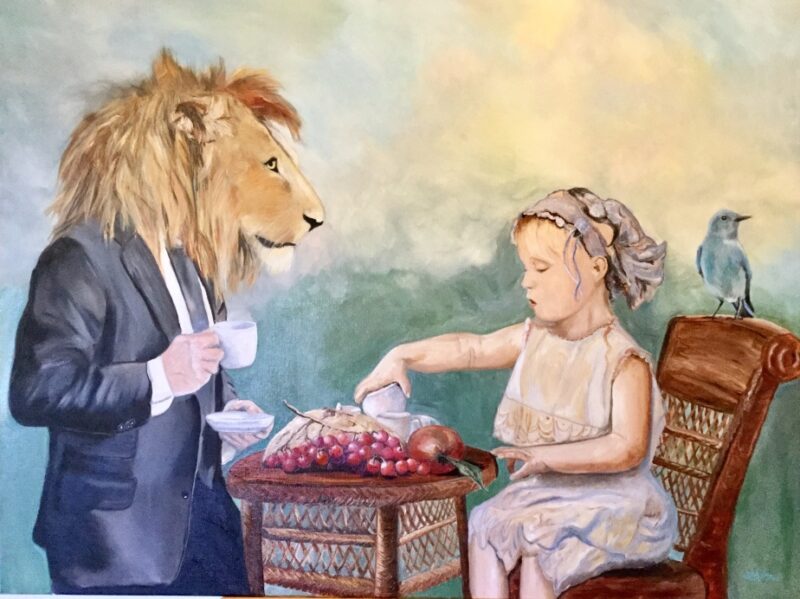 "The Lion and the Girl" Painting by Cherise Stutzman