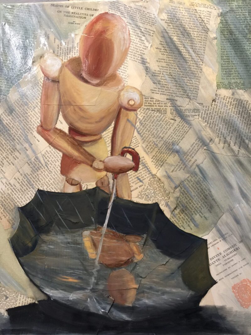 "Catching Rain in My Umbrella / Puddle Glumming" Painting by Cherise Stutzman