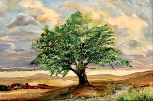 "Oak Tree in the Country" Landscape Painting by Cherise Stutzman