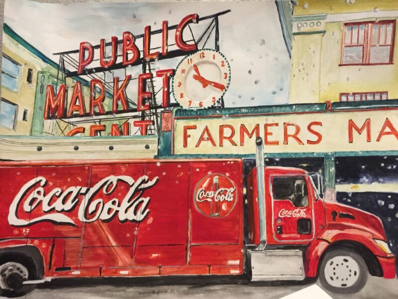 "Pike Place Market" Landscape Painting by Cherise Stutzman