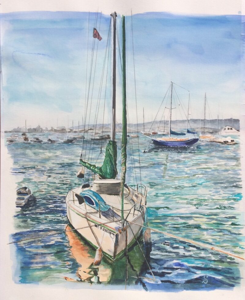 "San Diego Sailing: Harbor Island" Landscape Painting by Cherise Stutzman